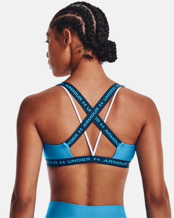 Women's UA Crossback Low Sports Bra, Blue, pdpMainDesktop image number 1
